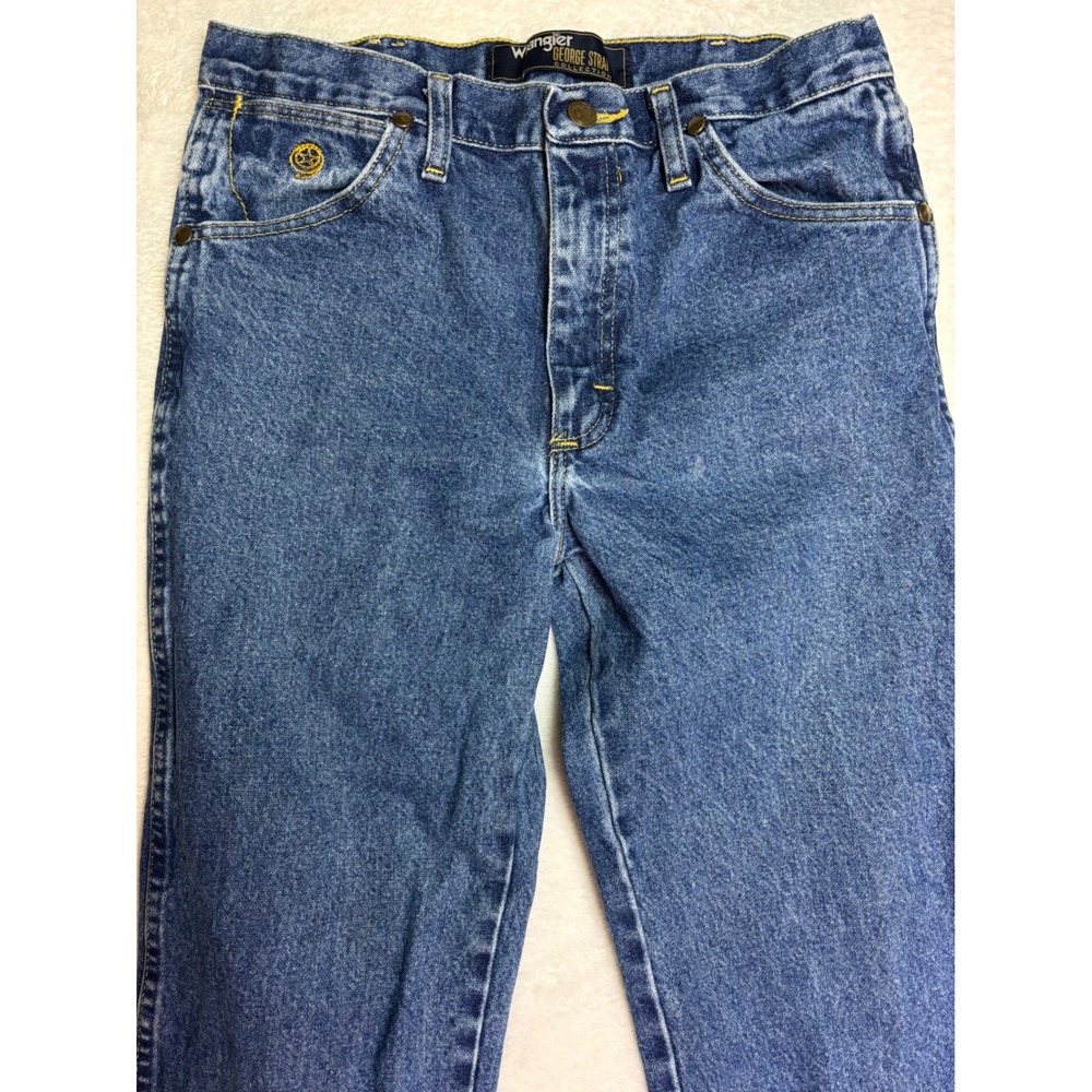 Wrangler George Strait Collection Men Blue Denim Western Cowboy Jean Medium Wash